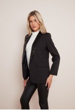 Black Sequin Lapel Blazer