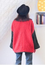 Bright orange and khaki green wool and suede vintage jacket