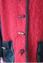 Bright orange and khaki green wool and suede vintage jacket