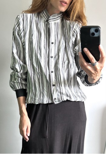 80s Striped Bomber Jacket - Large