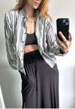 80s Striped Bomber Jacket - Large