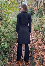 40's Vintage Bradley Black Wool Brown Stripe Velvet Coat