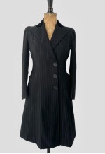 40's Vintage Bradley Black Wool Brown Stripe Velvet Coat
