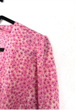 Vintage 70s Pink Floral Midi Dress - Small
