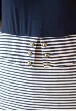 Navy blue striped bottom peplum detail dress