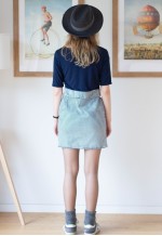 Navy blue striped bottom peplum detail dress
