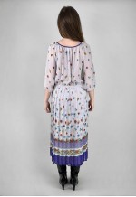 70's Carre Ladies Sheer White Blue Polka Dot Midi Dress