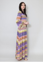 70's Vintage Kimono Sleeve Stripe Maxi Dress