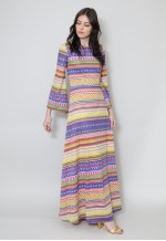 70's Vintage Kimono Sleeve Stripe Maxi Dress