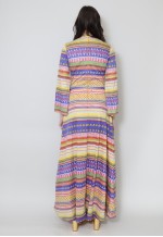 70's Vintage Kimono Sleeve Stripe Maxi Dress