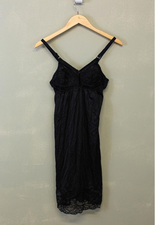 Vintage Y2K Lace Slip Dress Black With Floral Details