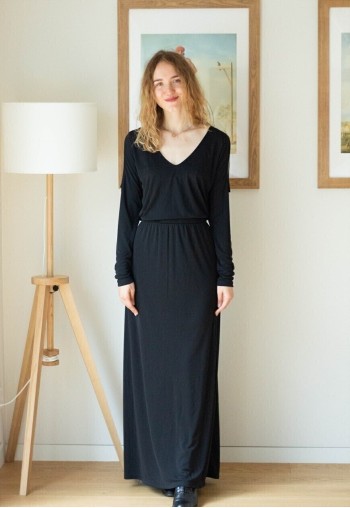 Black maxi long cut out sleeves dress