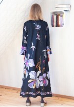 Black floral wide sleeve maxi dress