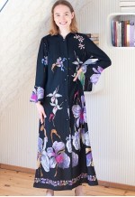 Black floral wide sleeve maxi dress
