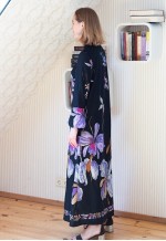 Black floral wide sleeve maxi dress