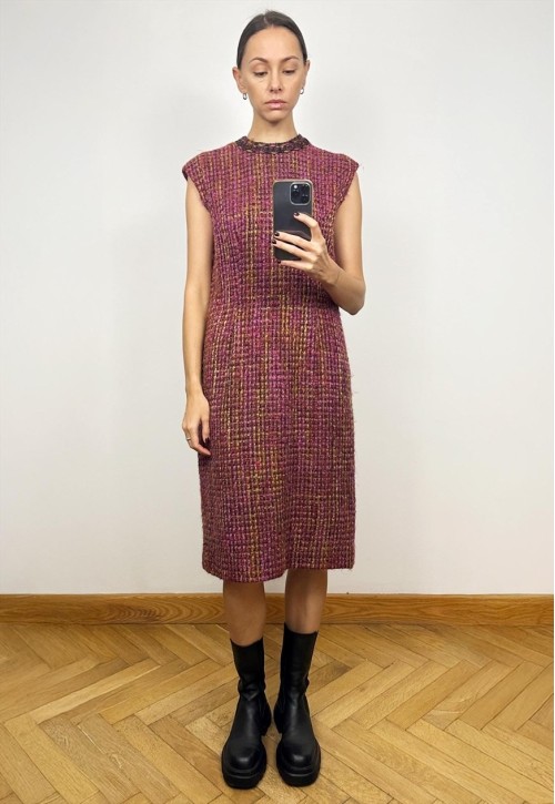 Vintage Pink Tweed Pencil Dress