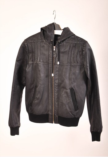 Vintage 00s real leather hoodie jacket