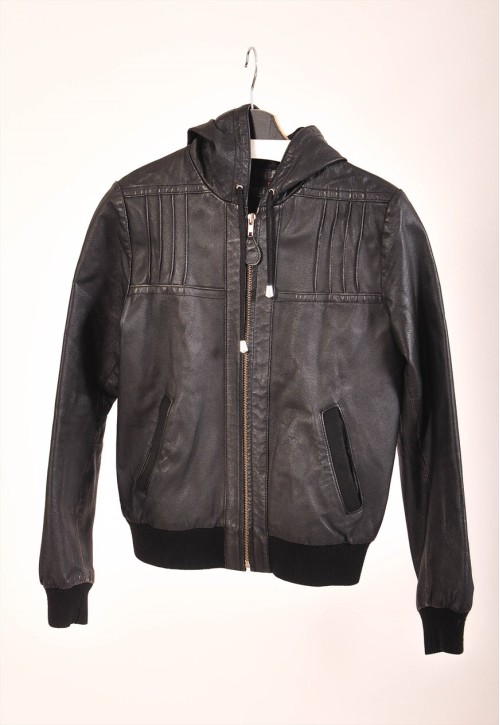 Vintage 00s real leather hoodie jacket