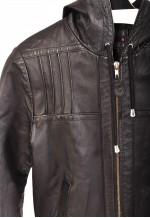 Vintage 00s real leather hoodie jacket