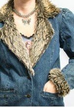 Insulated denim jacket vintage y2k Penny Lane faux fur women