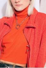 Vintage Blazer Jacket 90s Orange Cotton Cardigan Coat