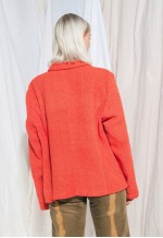 Vintage Blazer Jacket 90s Orange Cotton Cardigan Coat