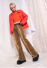 Vintage Blazer Jacket 90s Orange Cotton Cardigan Coat