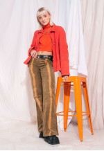 Vintage Blazer Jacket 90s Orange Cotton Cardigan Coat