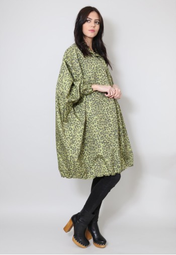 80's Vintage Brown Animal Print Oversized Coat Mac Trench