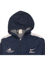 90's Hooded Swoosh Long Body Windbreaker Large Navy Blu